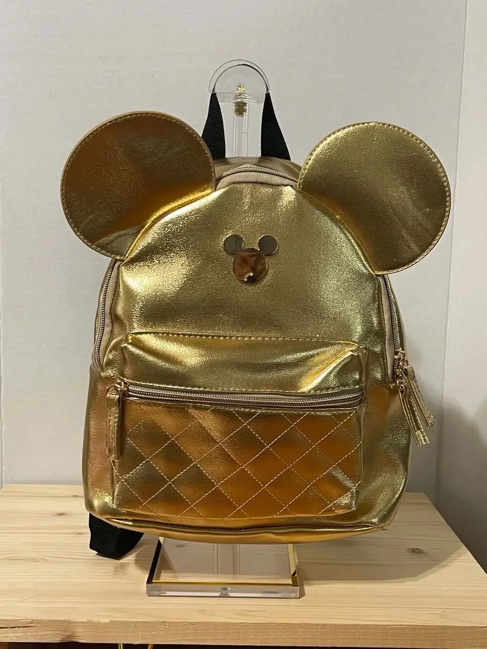 Disney Mickey Mouse Metallic Gold Quilted Mini Backpack
